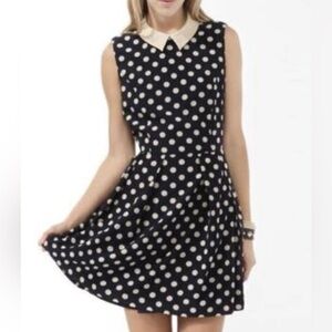 Forever 21 Navy and Cream Polka Dot Dress